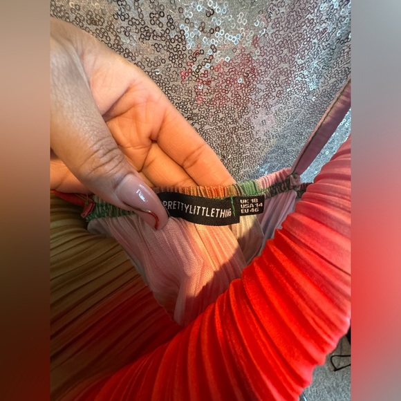 Multi Color Plisse Cowl Neck Maxi Dress - Picture 4 of 5